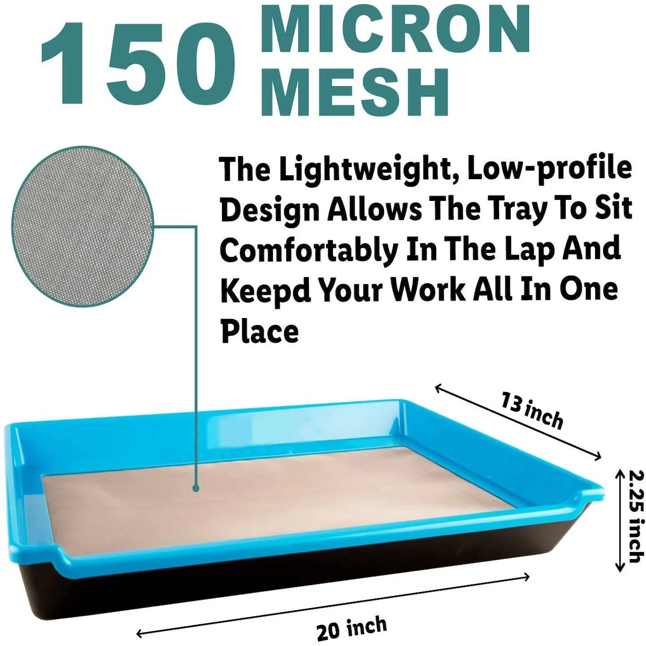 Trim Tray Durable Premium Quality Set w/ 2-Tier Tray, 150 Micron Screen Tray ABS Trimming Tray Trim Bin Set for Buds and Herb