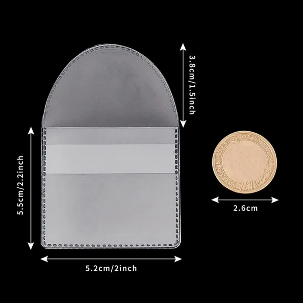 Transparent Coin Sleeve 50pcs Waterproof Pvc Souvenir Coin Storage Bag with Semi-circle Flap Dustproof Collection Medal Jewelry