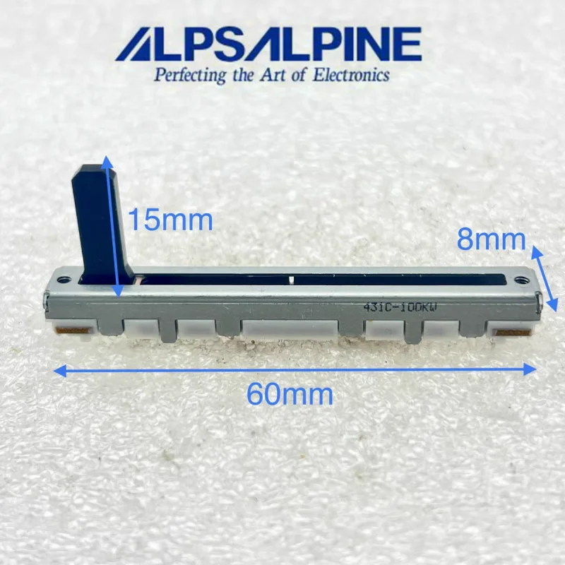 1pcs，Straight slip potentiometer，100KW，3Pin，With a midpoint，Total length 60mm，Mixing console volume putter