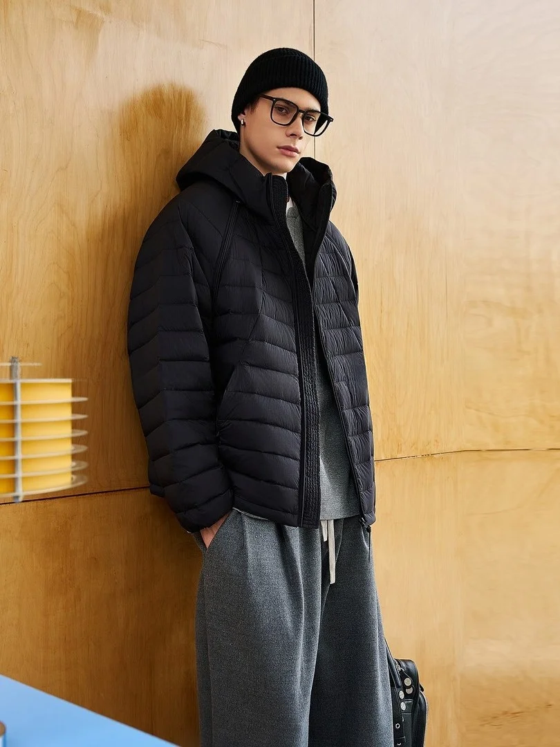 

Men's Lightweight down Jaet 90 White Du Feather Hooded Vest Removable Outerwear Ci Casual Sle Zipper Closure ort Le...