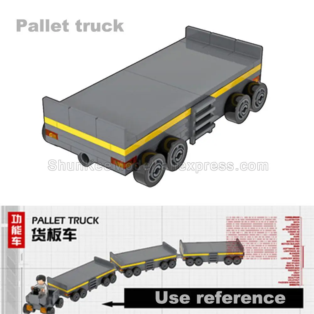 MOC Building Blocks Bricks Airport Military Army Working Vehicle Container Truck Tractor Pallet Model Baseplate Traffic Light