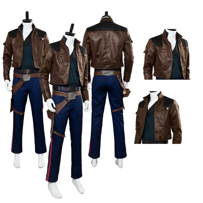 

TV Fantasy Han Cosplay Solo Vest Costume Space Battle Men Roleplay Coat Pants Holster Belt Outfits Halloween Carnival Party Suit