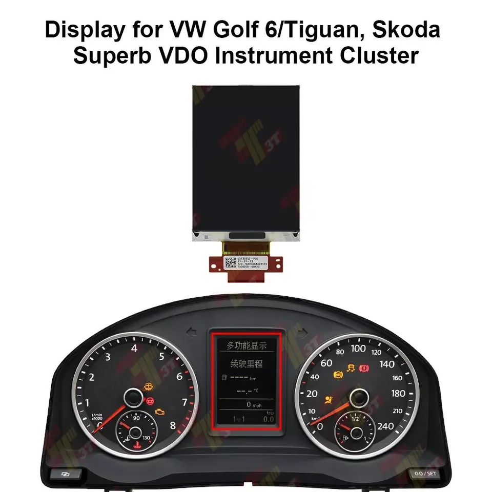 Display for VW Golf 6 MK6 VI /Tiguan Skoda Superb VDO Instrument Cluster