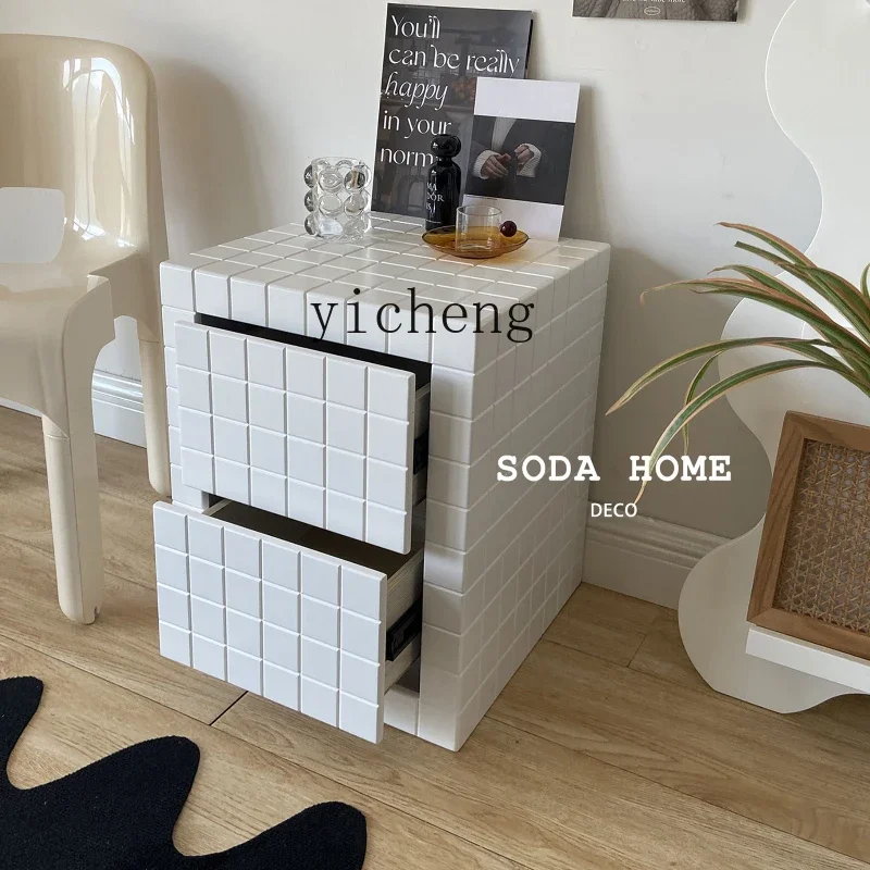 

ZC checkerboard small apartment sofa side few small coffee table living room storage cabinet