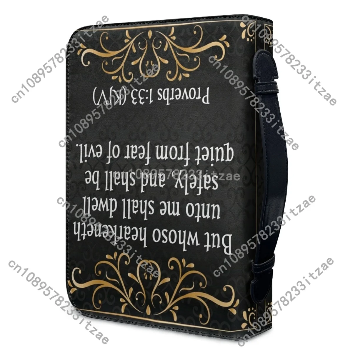 حقيبة يد جلدية للنساء من نزاعة الكتاب المقدس وطباعة أكياس تخزين الكتاب المقدس بمقبض بسحاب حقيبة حمل الكتاب المقدس المحمولة Paquete Biyblico
