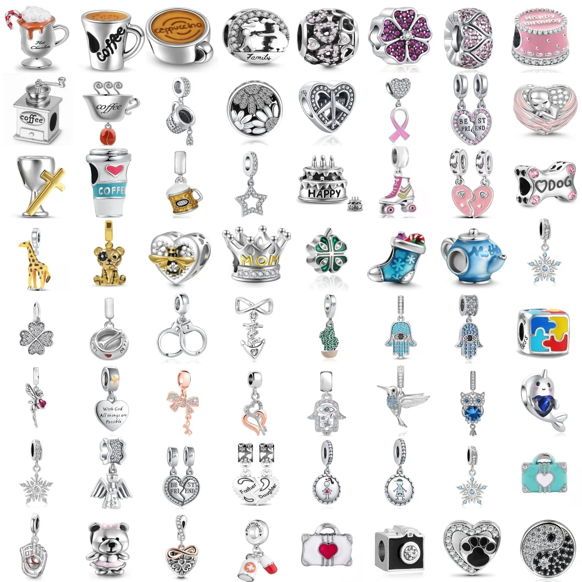 2026 Hot Selling 925 Silver,Camera,Coffee Cup,Cake,Skating Shoe Pendant, Fit Original Bracelet DIY Accessories Exquisite Jewelry
