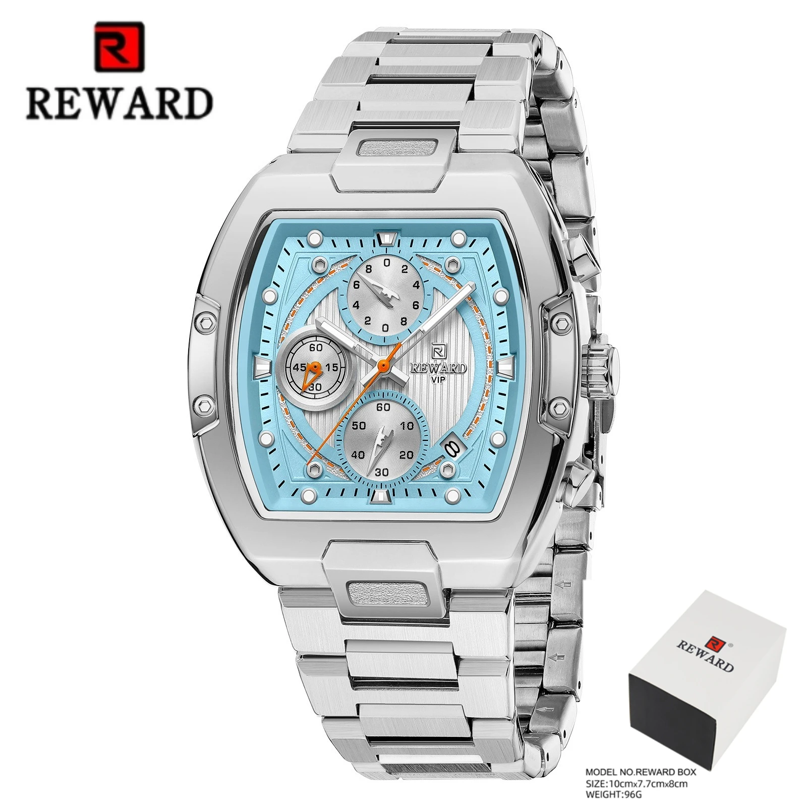 Reward 81226 New Barrel Shaped Men Watch Multifunctional Large Dial Luminous Waterproof Calendar Six Pin Business Watche for Men