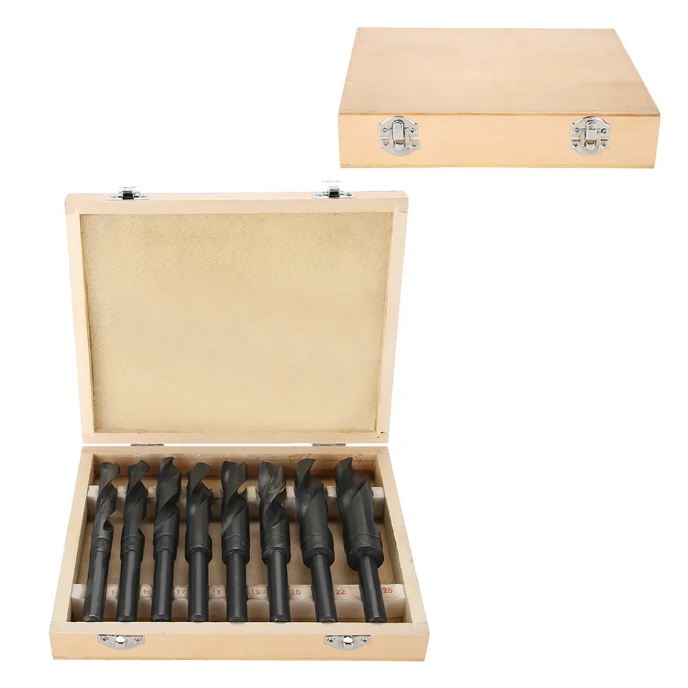 8-pieces-de-forets-hss-durables-14-25mm-a-pointe-noire-a-queue-reduite-en-acier-rapide-pour-le-bois