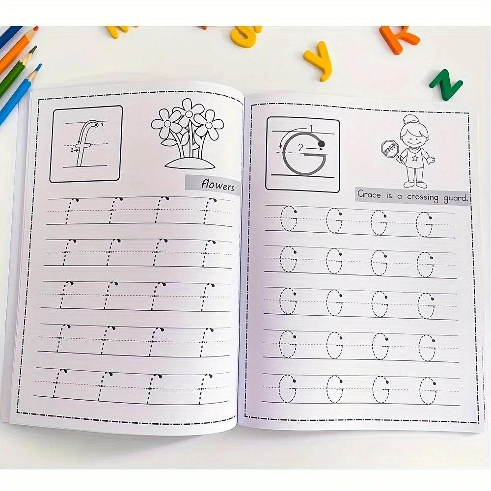 Letters A-Z Alphabet Early Education Tracing Workbook Writing Exercise Handwritting Practice Worksheets Trace Letters Montessori
