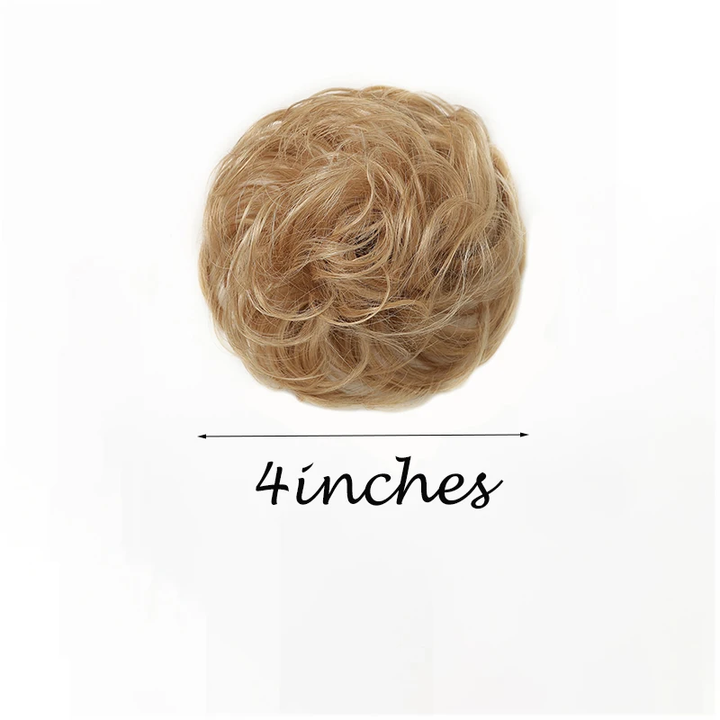 HAIRCUBE Human Hair Pieces Rose Bud Messy Bun for Women Girls Hair Bun Extension Blonde Golden Updo Curly Messy Bun Scrunchie