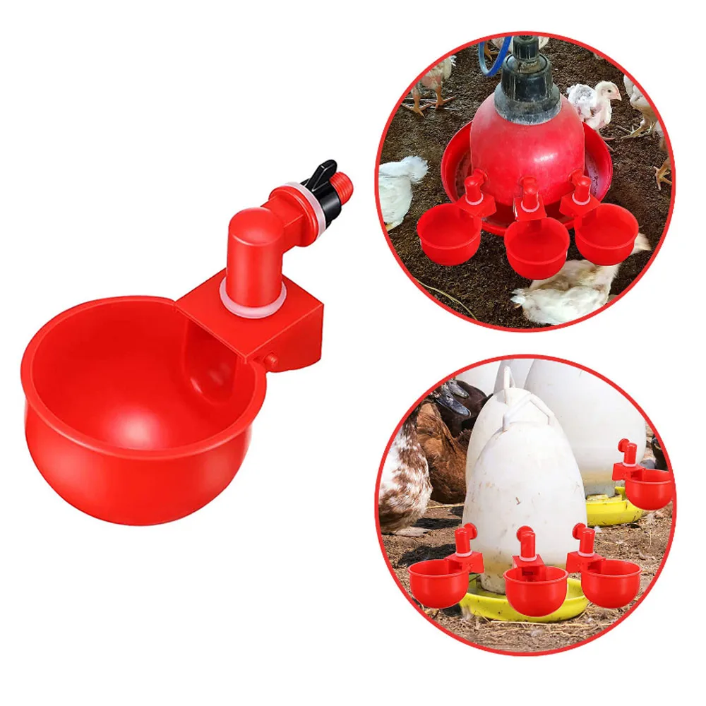 

50Pcs New Automatic Chicken Water Cup Poultry Drinking Bowl Water Feeder for Farm Coop Chicks Duck Goose Bird With Fixing Screw