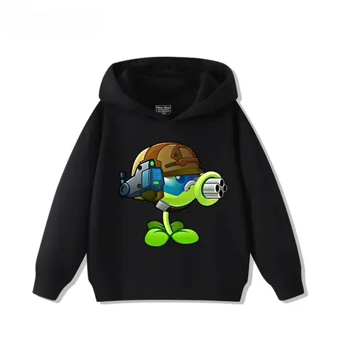 เสื้อสเวตเชิ้ตมีฮู้ดสำหรับเด็ก แขนยาว ลายพิมพ์พืชต่อต้านซอมบี้ สไตล์สตรีทแฟชั่น สำหรับเด็กผู้ชายและเด็กผู้หญิง