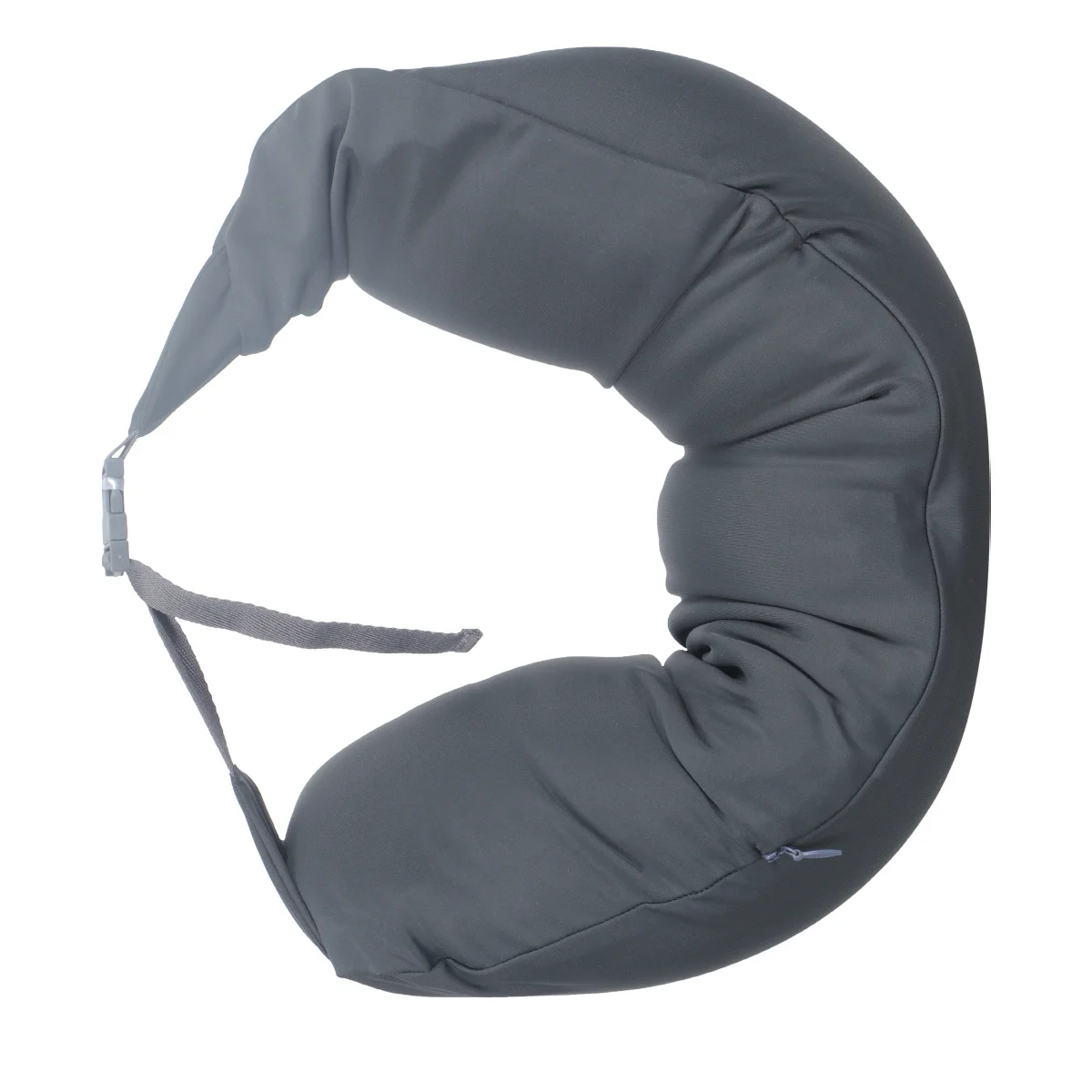 Grey U Shape Neck Pillow Made of High Quality Spandex Portable Travel Cushion for Head Shoulder Support Ideal for Long Trips and
