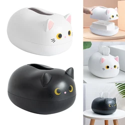 Kawaii Cat Tissue Box Plastic Napkin Storage Box Container Desktop Paper Holder Nordic Style Home Bathroom Dormitory Decoration