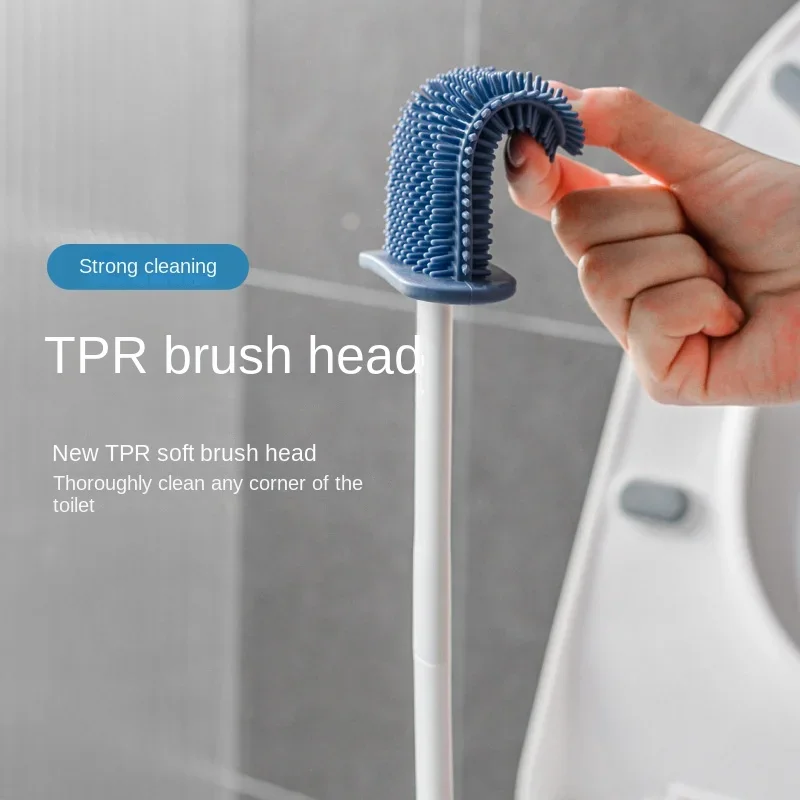 New Toilet Brush Household No Dead Ends Bathroom No Punching Silicone Cleaning Artifact Wall-mounted Toilet Brush