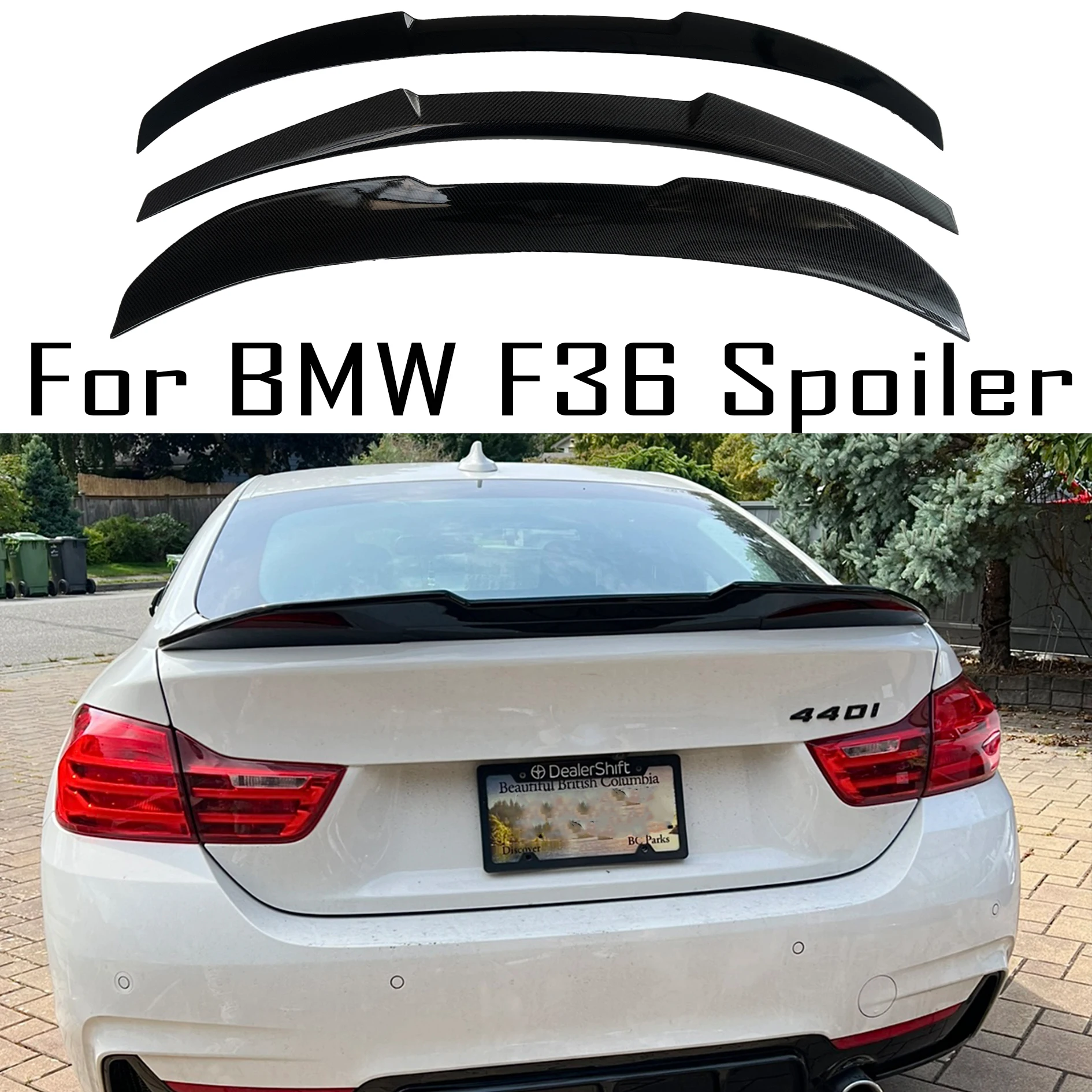 

For BMW 4 Series F36 440i-420i 2014-2020 4 doors M4 PSM MP carbon fiber car modification, rear trunk lid spoiler glossy black