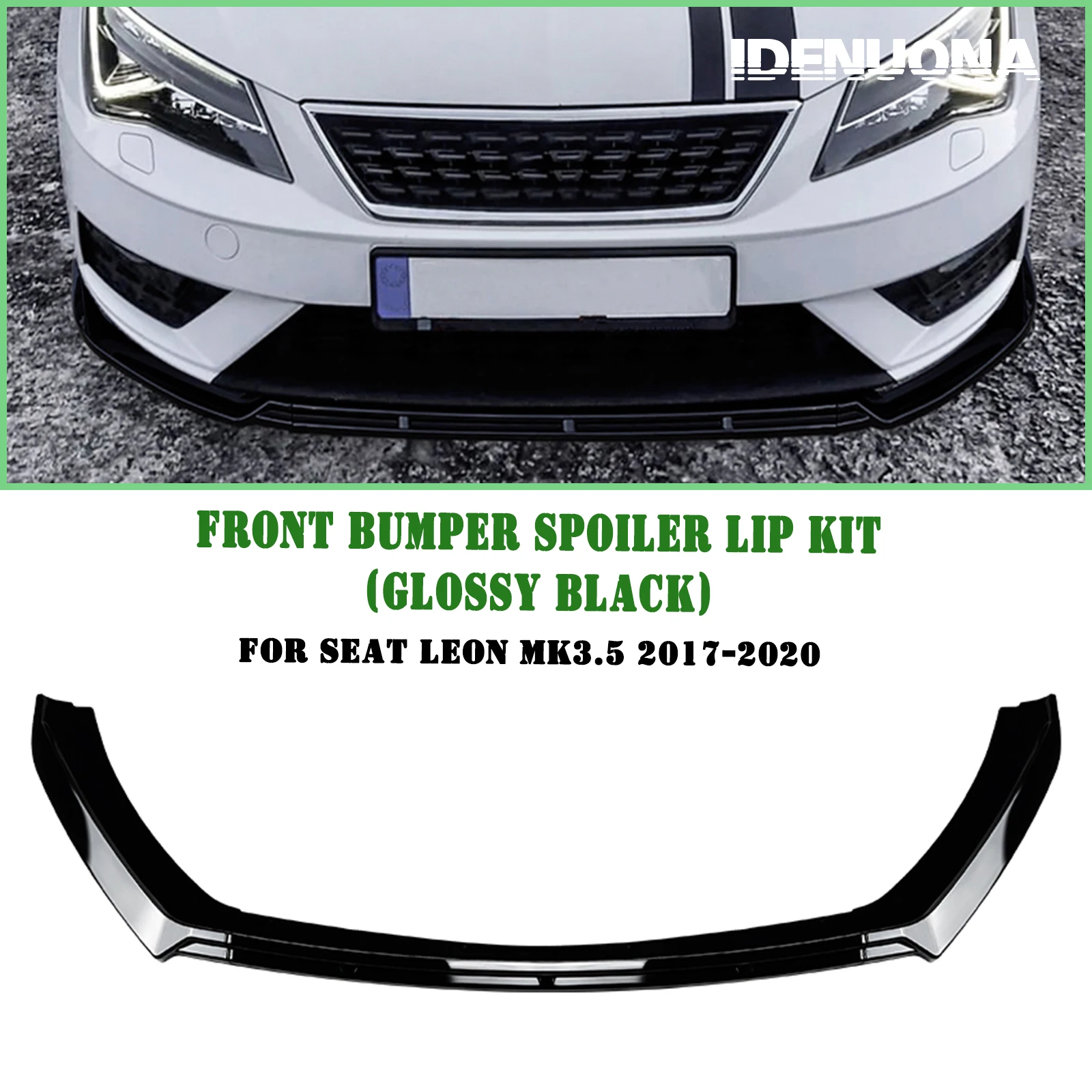Pop For Seat Leon MK3.5 2017-2020 Standard Version Only Car Front Bumper Spoiler Lip Carbon Fiber Look/Gloss Black Lower Splitte