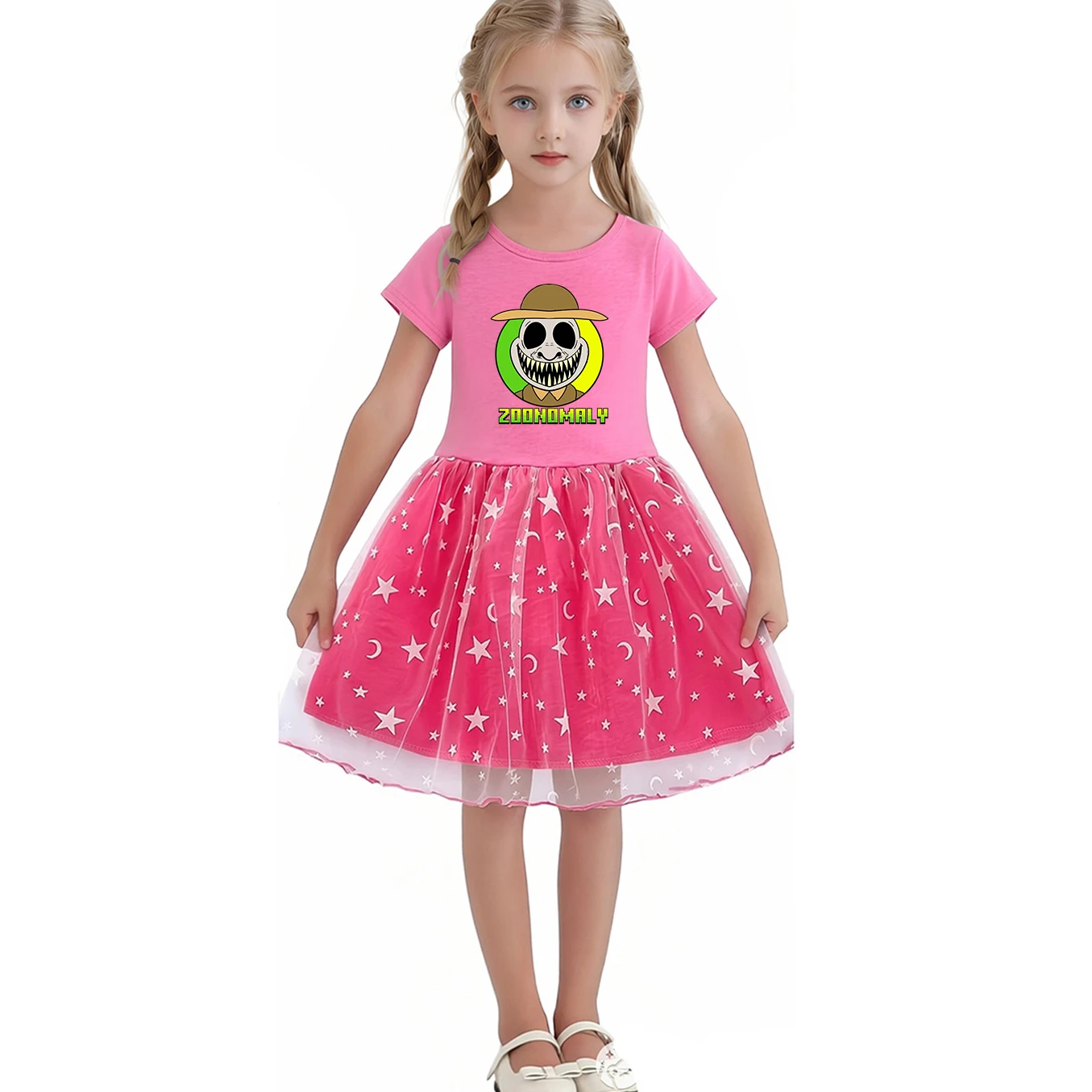 Zoonomaly Print Girl Dresses Kid Clothes Cosplay Costume Children's Short Sleeve Casual Dress Best Gift Pink Purple