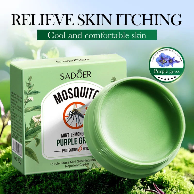 Purple grass mint mosquito repellent cream used infants children adults mosquito bites itching relief reducing redness swelling