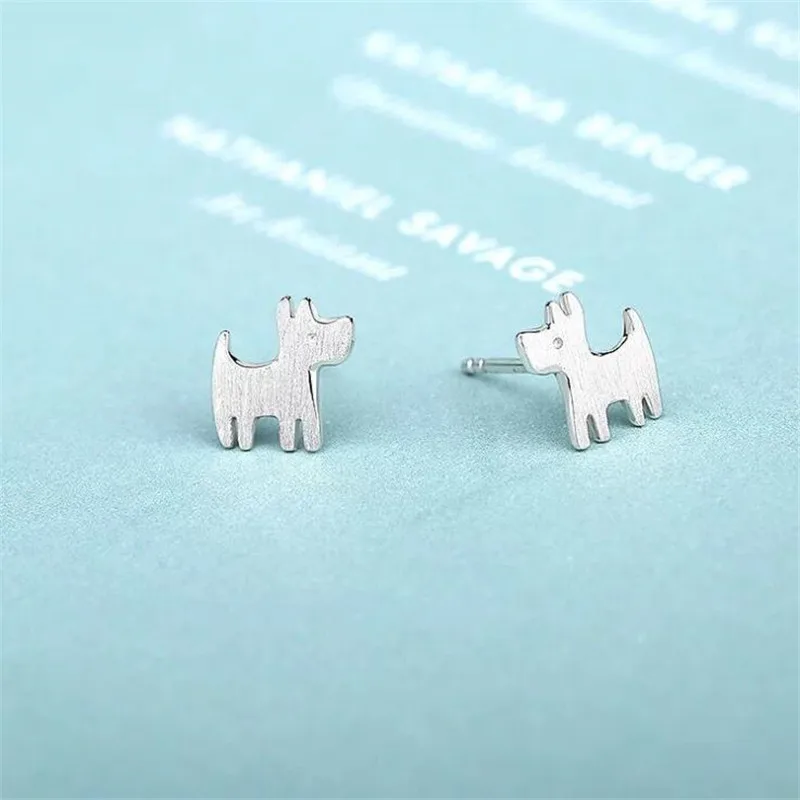 New Simple Beautiful Popular Dog 925 Sterling Silver Jewelry Popular Sweet Animal Exquisite Gift Stud Earrings E269