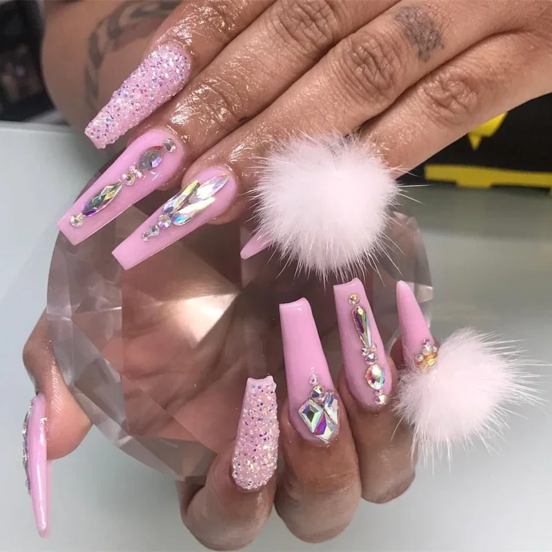 3 pezzi soffici palline di peluche decorazioni per nail art 3D magnete staccabile moda pompon gioielli accessori di design per manicure