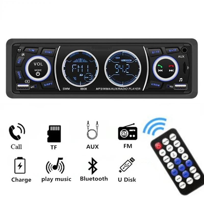 

1din Bluetooth Stereo MP3 Player FM Receiver 60Wx4 Support Phone Charging AUX/USB/TF Card In Dash Kit Car Radio Audio for toyota