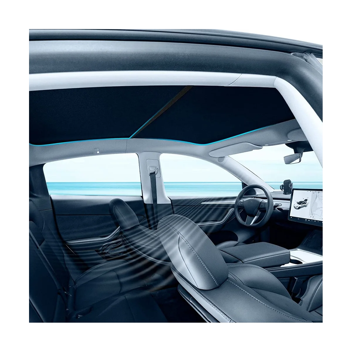 

Для Tesla Model Y 2020-2023, стеклянная лампа, переднее и заднее верхнее окна, солнцезащитный козырек wonnot Sag, черная, 2 шт.