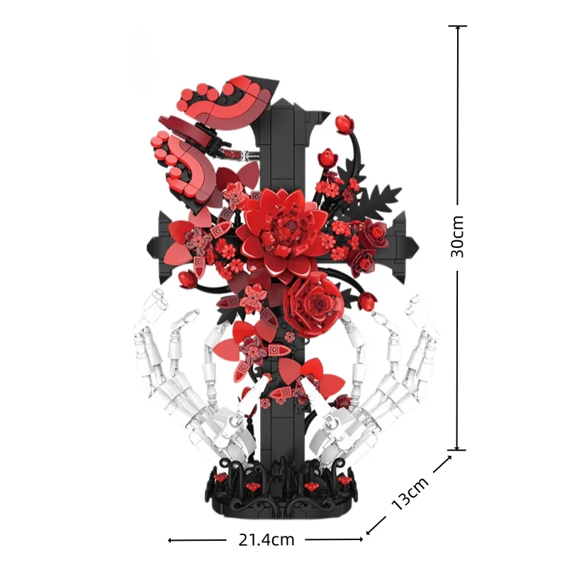 Knew Built Steampunk Mechanische Rose Pistole Bauset, 631 Teile 3D-Blöcke, Romantische Kunst Heimdekoration & Sammlerstück Geschenk. – Detail 5