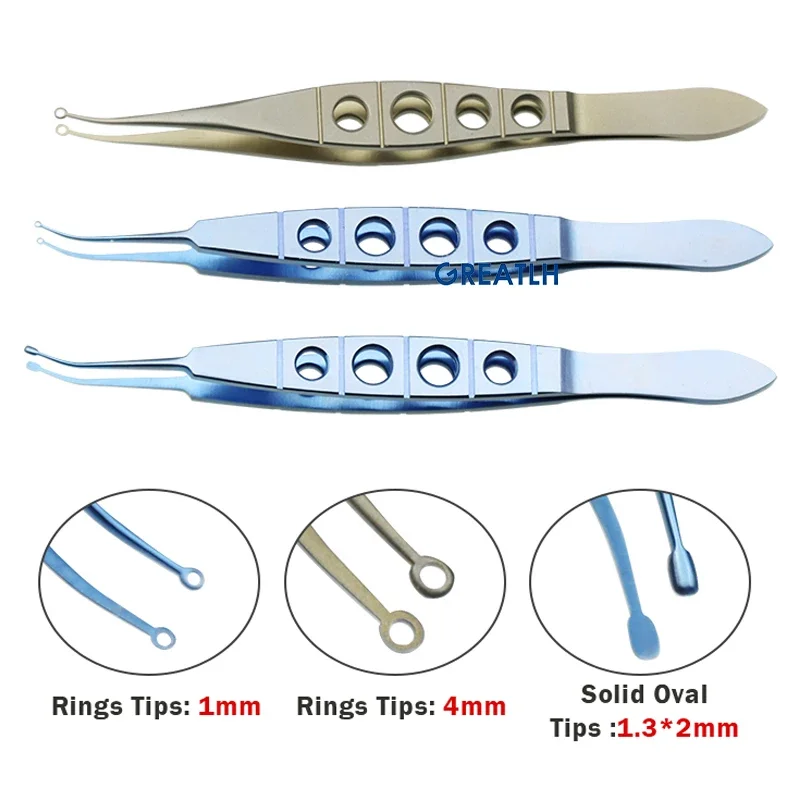 Fine Barbed Tip Tweezers Tissue Forceps Stainless Steel/Titanium Alloy Ophthalmic Forceps Set Ophthalmic Instrument Autoclavable