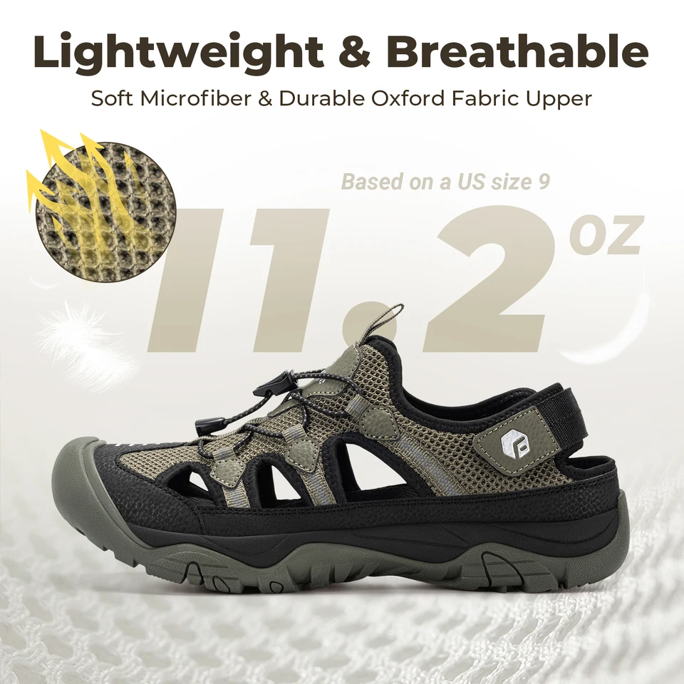 FitVille Men's Sandals Wide Closed Hiking Sandal Arch Support