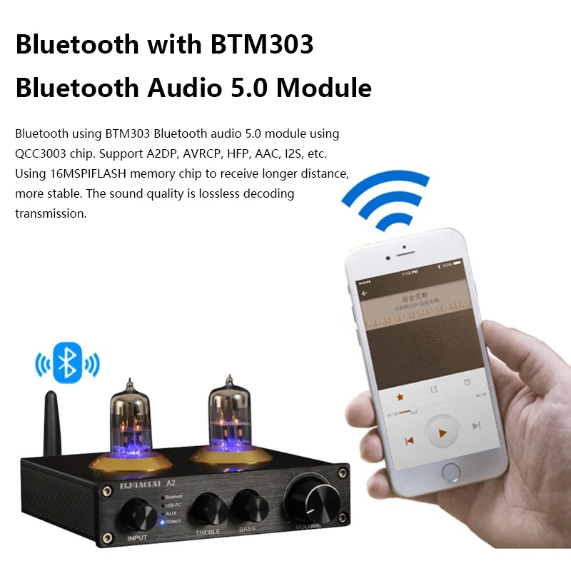 Imagem -04 - Pré-amplificador Audiophile Tube Bluetooth 5.0 Ess9023 Pcm2704 Usb Lossless Decoding Pré-amplificador Hifi Tubo 6n3 Amplamente Compatível