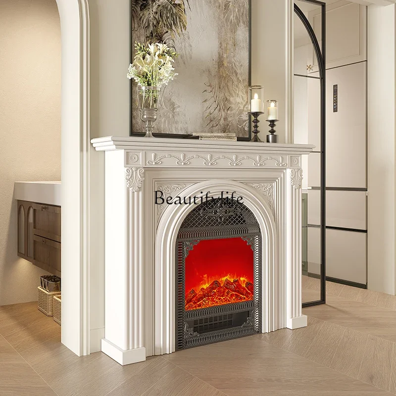 

1PJ12PJ12French fireplace decoration cabinet carved home homestay electronic fireplace core villa entrance shelf