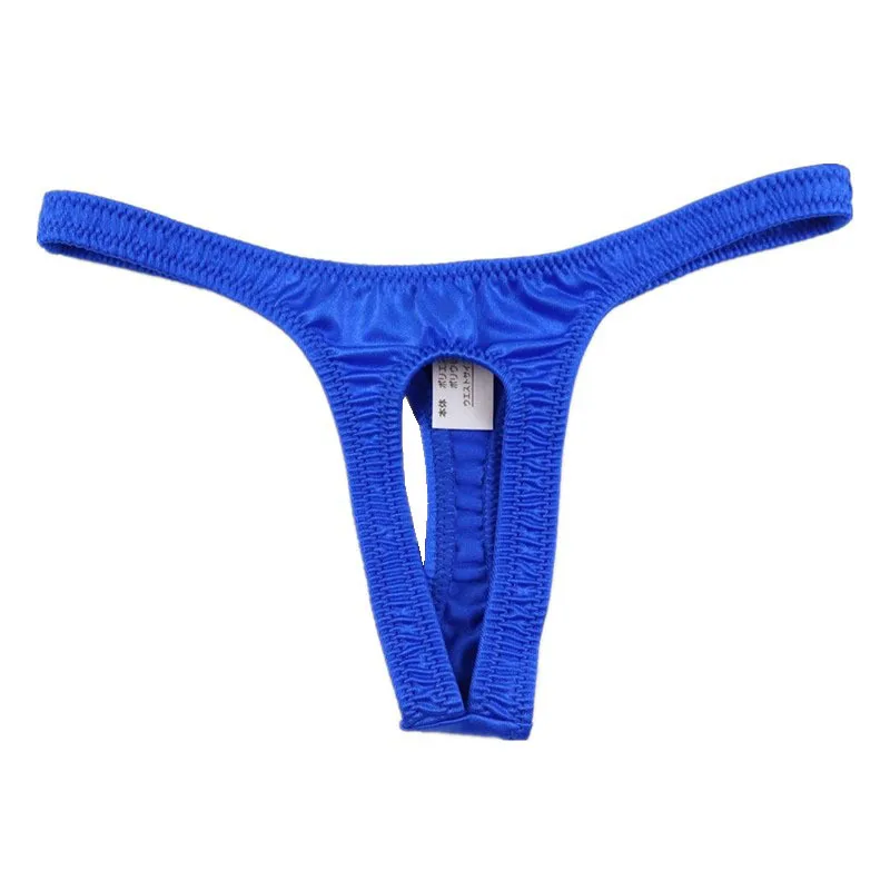 

Men's Ice Silk Thong Sexy Crotchless Low-rise Elastic Breathable T-back Underwear