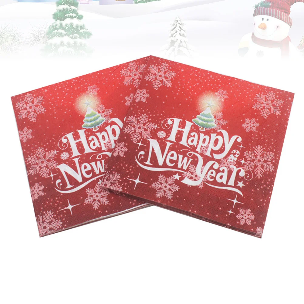 40 قطعة ندفة الثلج المطبوعة عيد الميلاد المناديل لطيف عيد الميلاد نمط حفلة عشاء الأنسجة لقضاء عطلة السنة الجديدة الاحتفال ديكور