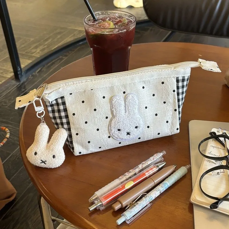 Miffy Kawaii Large Capacity Pencil Case Student Stationery Bag Cartoon Makeup Storage Bag Cute Gift Toy