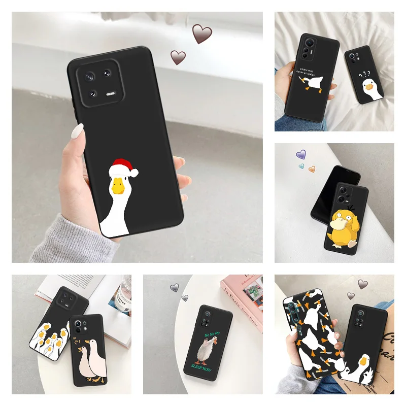 Soft Phone Case for Redmi Note13 Pro Plus 5G Note12 12C 13C Xiaomi 13 Lite 12 12X 12T Yellow White Doubt Duck Cute Cover