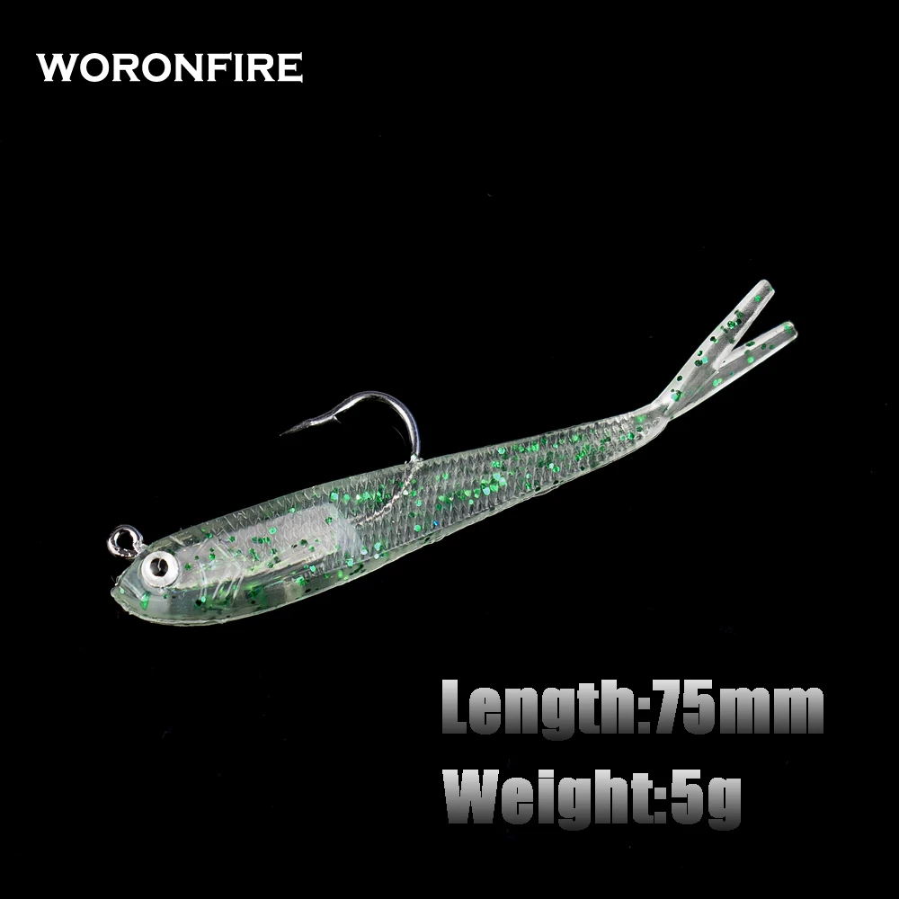 10pcs/bag Soft Fishing Lure 75mm 5g Wobblers Artificial Bait Lead Head Soft Fishing Lures Sea Bass Carp Fishing Lead Fish Jig