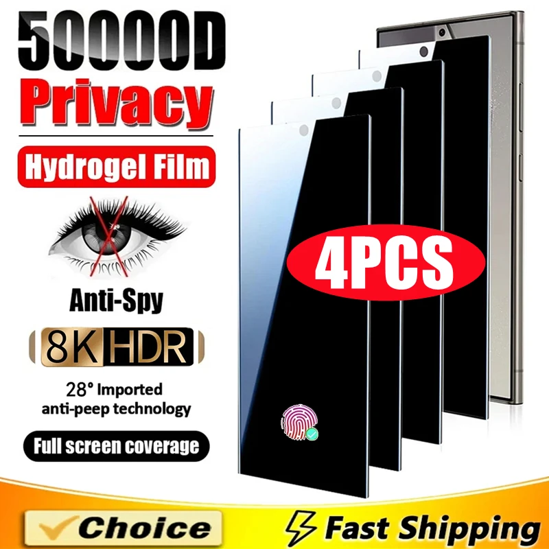 

4Pcs Privacy Hydrogel Film For Samsung S25 S21 S22 S23 S24 Ultra S20FE S10 Plus Screen Protector For Galaxy Note 20Ultra 10 Plus