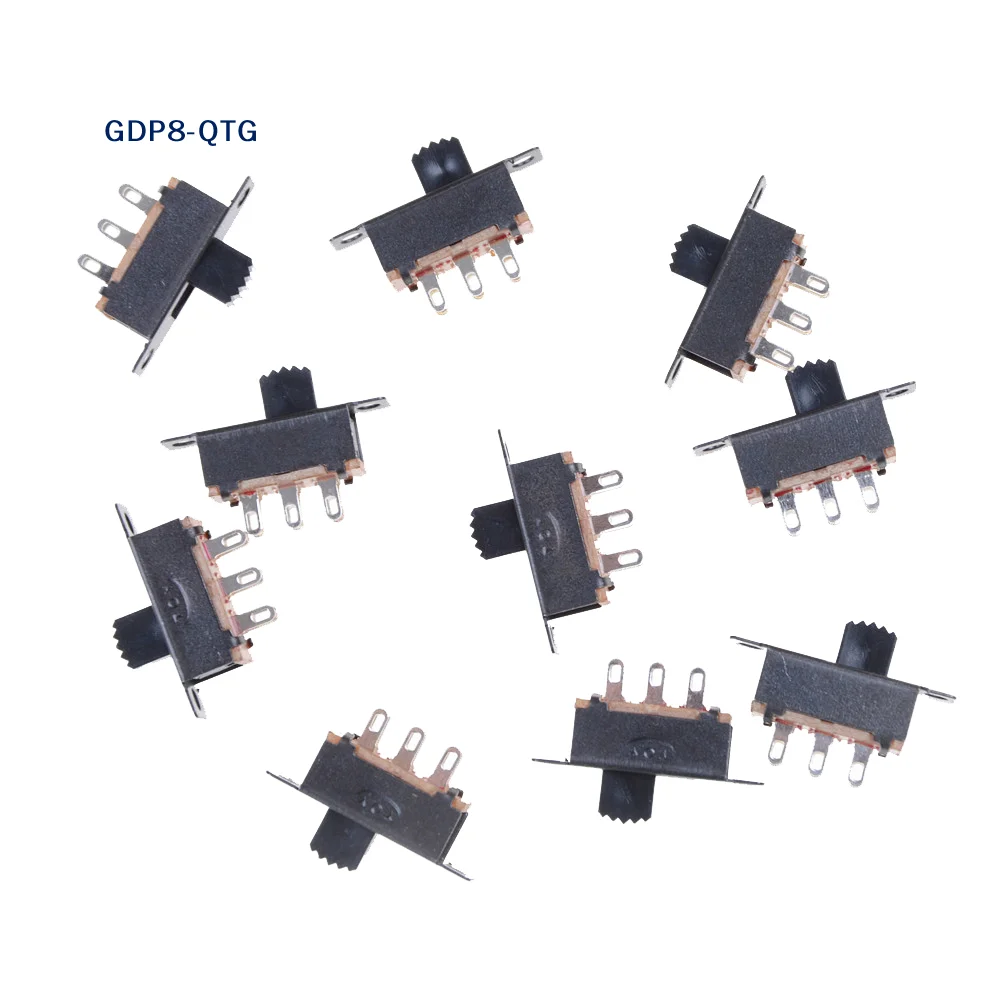 

Горячее предложение! 10 шт. 2-позиционный DPDT 2P2T вертикальный ползунковый переключатель для монтажа на панели 6-контактный 0,5 А 50 В постоянного тока