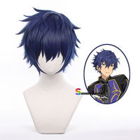 Ensemble Stars Cosplay Wigs Sazanami Jun Blue Short Heat Resistant Synthetic Hair Anime Costume Play Wig Eden Eve+ Wig Cap