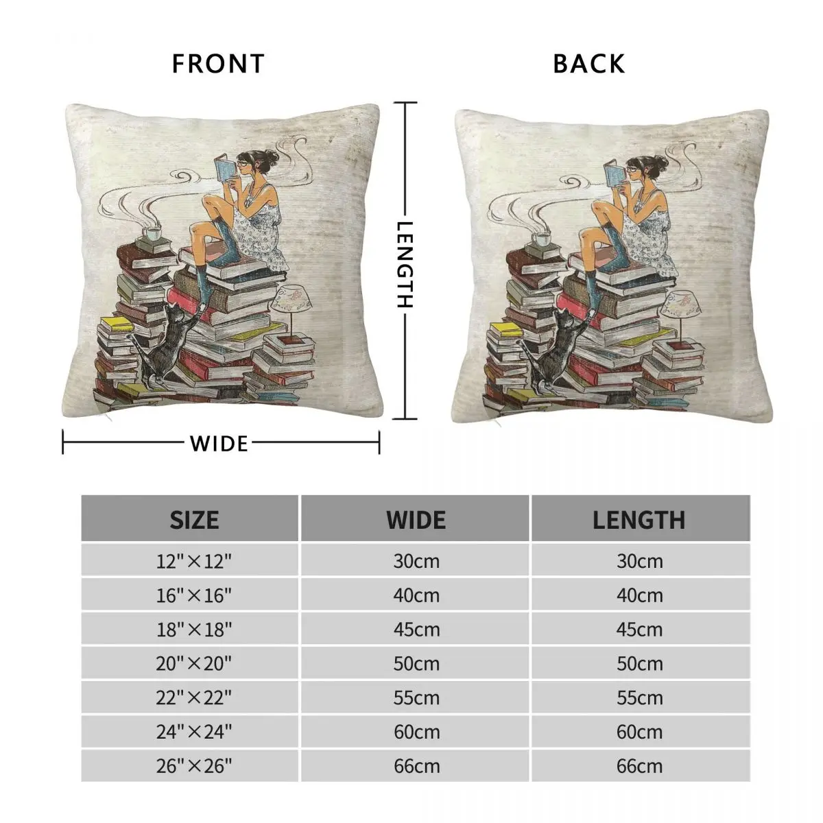Bookworm Reading Anatom Square Pillowcase Polyester Linen Velvet Printed Zip Decor Pillow Case Sofa Seater Cushion Cover