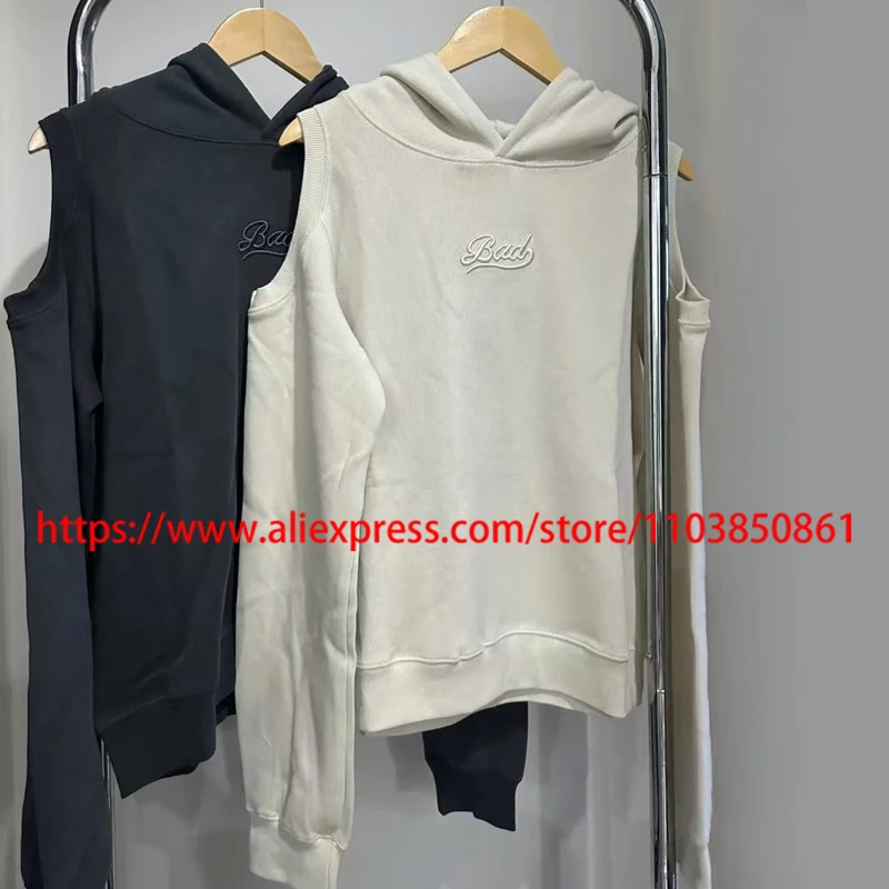 

New Fashionable Badblood Hoodie Expose Shoulders High Quality Casual Embroidered Letters Badblood Hooded Sweatshirt