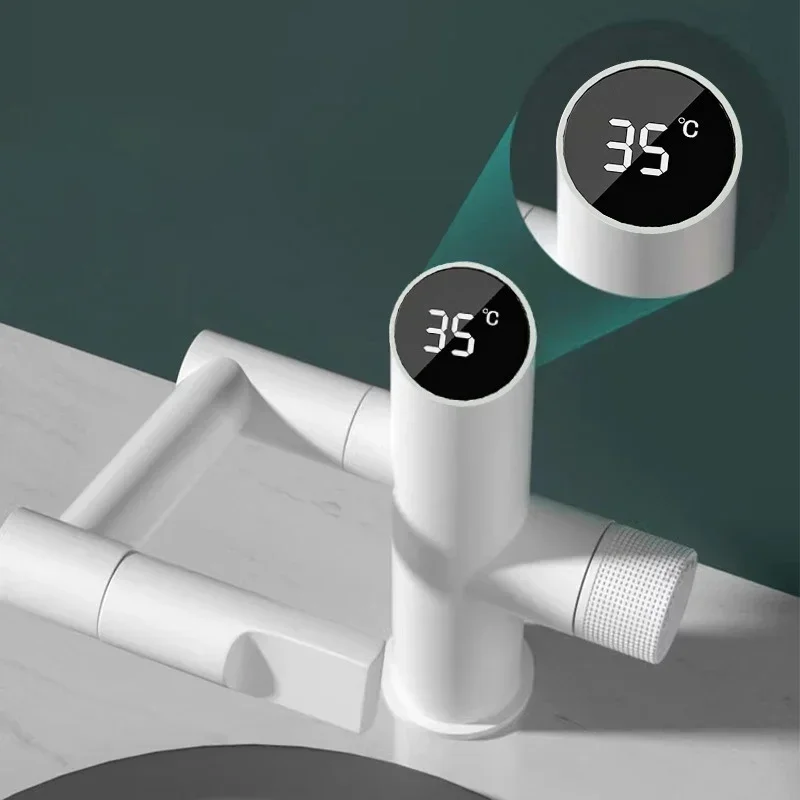 KEMAIDI Digital Display LED Bathroom Basin Faucet 360 Rotation Multifunction Stream Sprayer Hot Cold Water Mixer Sink Tap Crane