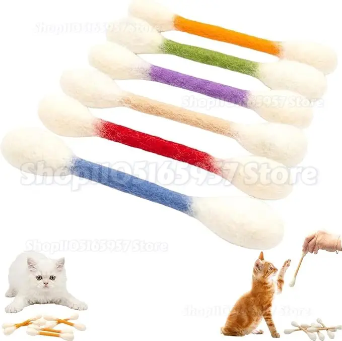 

Cotton Swabs Cat Toys with Catnip, 6 Pk Giant Kitten Chew Sticks for Indoor Boredom, Big Interactive Felt CAT Lover Gift