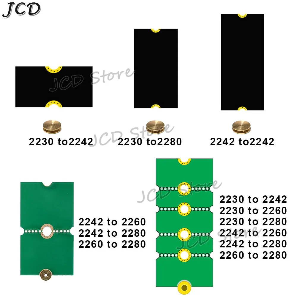 

JCD NGFF M.2 SSD Solid State Drive 2230 2242 2260 to 2280 Extension Bracket Card Transfer Card Adapter Board Riser Convert Card