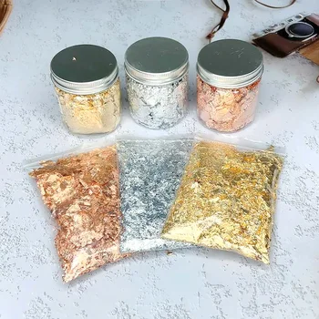 모조 금 은 구리 호일 스팽글 글리터 공예 잎 플레이크 시트, 금박 DIY 네일 아트 장식 종이 벌크, 3g Best5 모조 금 은 구리 호일 스팽글 글리터 공예 잎 플레이크 시트, 금박 DIY 네일 아트 장식 종이 벌크, 3g Best5