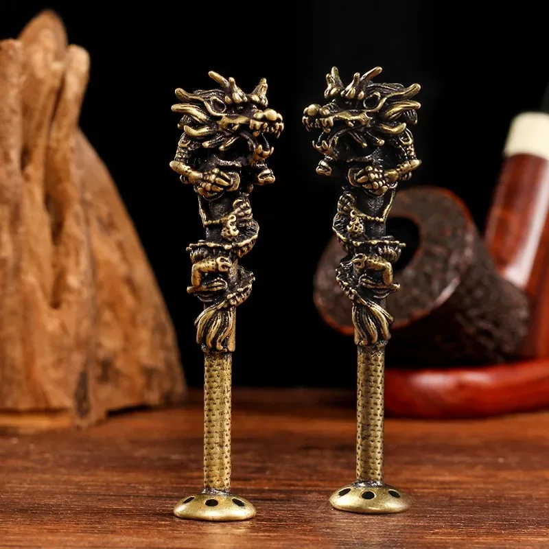 Pipe Tamper Tool Retro Pokers Carved Dragon 6 Holes Cleaner Accessories Fashion Cartoon Decorations