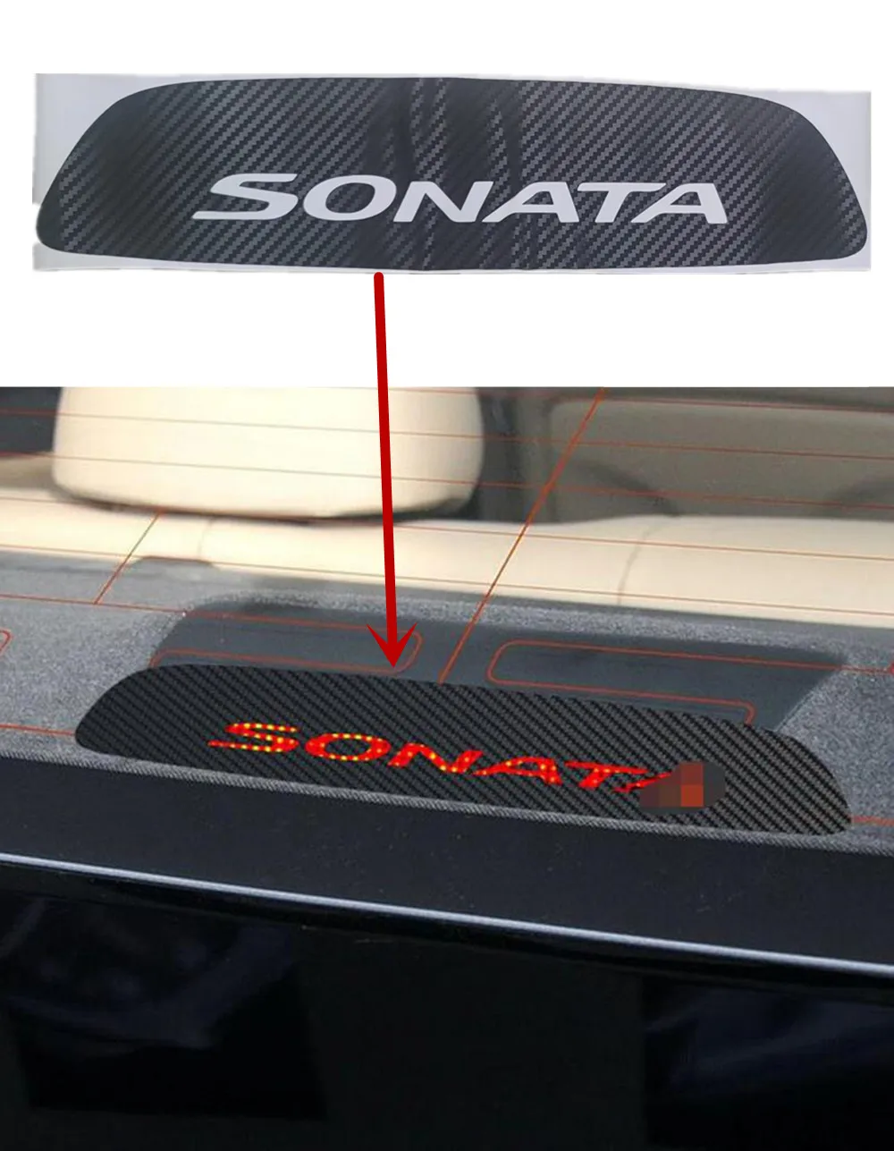 Pegatinas de fibra de carbono para coche, lámpara de parada de montaje alto, luces de freno altas para Hyundai Sonata 8, estilo de coche, 2011-2014, 1 unidad