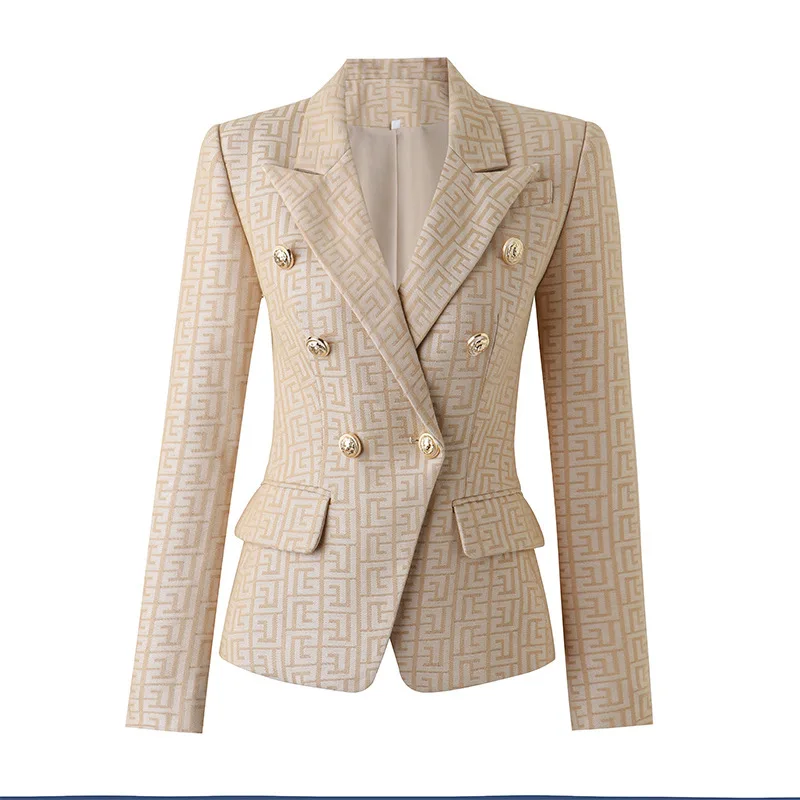 

Spring Autumn Elegant Women's Blazers 2024 Smart Commuter New in Outerwears Ladies Metal Lion's Head Buckle Slim-fit Suit