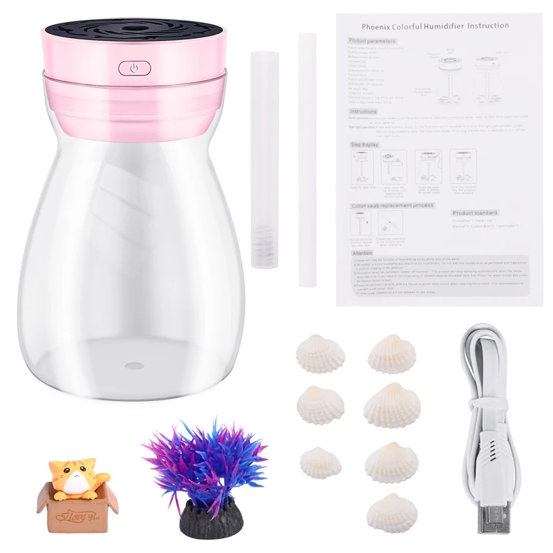 

Cute Cool Mist Humidifier Office Bedroom Air Purifier Usb Charging Kawaii Air Humidifier With Led Light Air Moisturizing Bottle